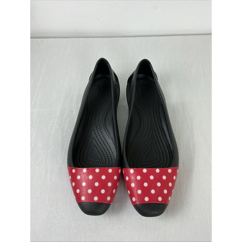 Crocs Limited Edition Disney Minnie Mouse Dots Ballet Flats Women's 7 EUC